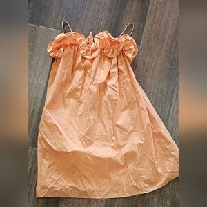 H&M APRICOT ORANGE MINI RUFFLE DRESS SZ XS
